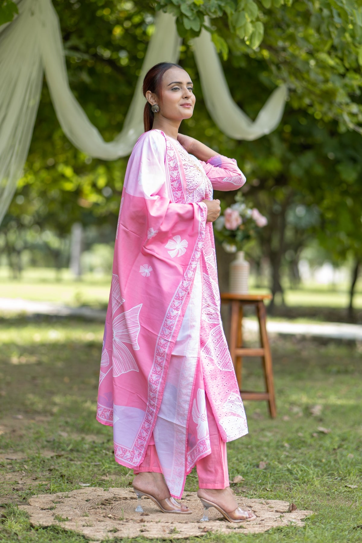 Pastel Pink Floral Embroidered Lawn Suit