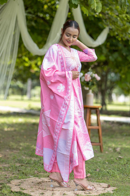 Pastel Pink Floral Embroidered Lawn Suit