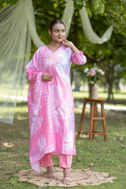 Pastel Pink Floral Embroidered Lawn Suit