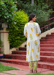 Yellow Cotton Floral Boota Printed Kurta Set with Mulmul Dupatta