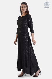 Premium Black Chikankari Anarkali Suit with Dupatta