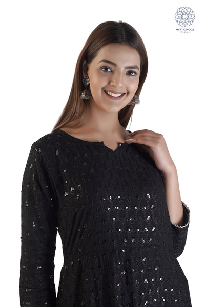 Premium Black Chikankari Anarkali Suit with Dupatta