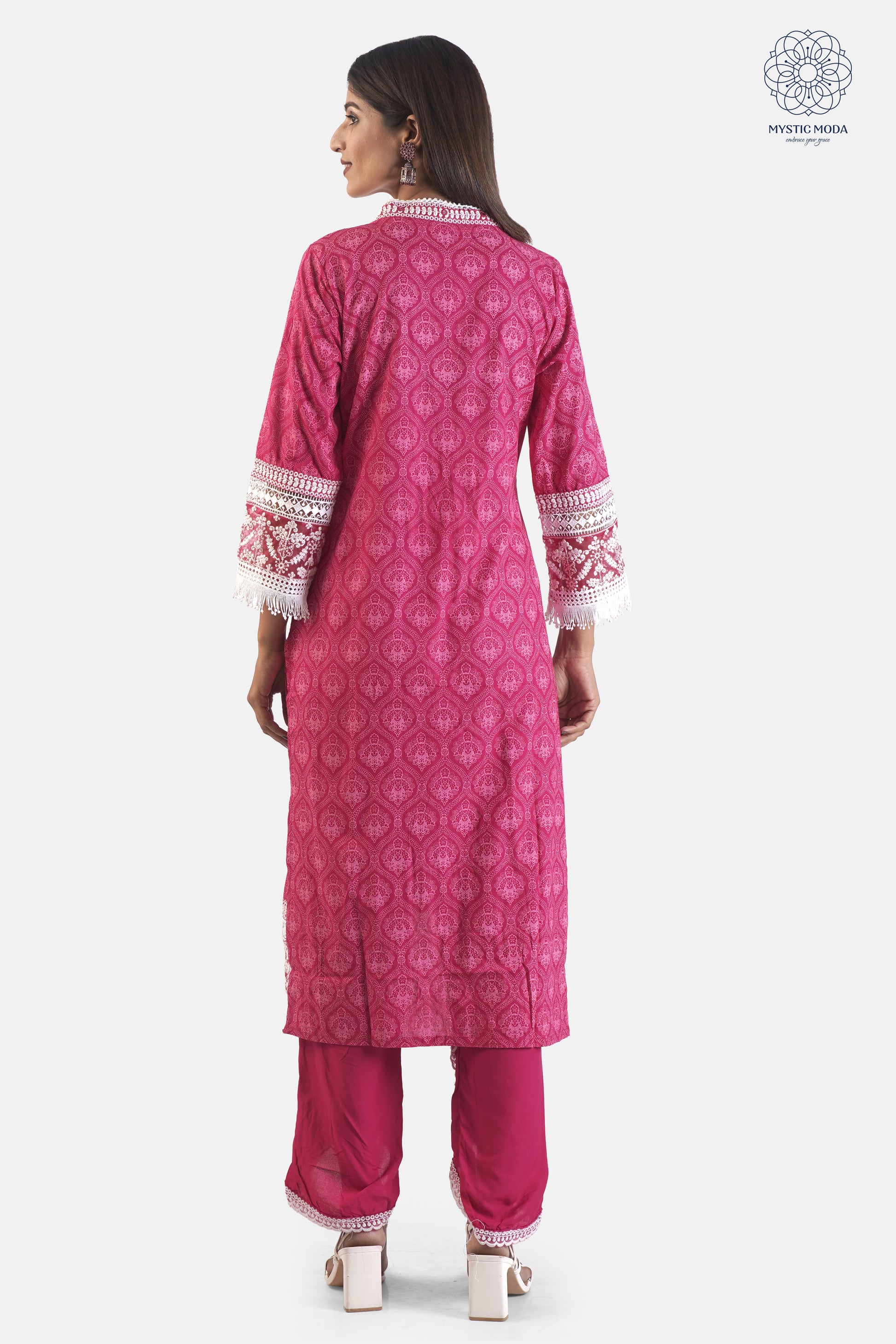 Pink Heavy Rayon Thread Work Embroidered Salwar Suit Set