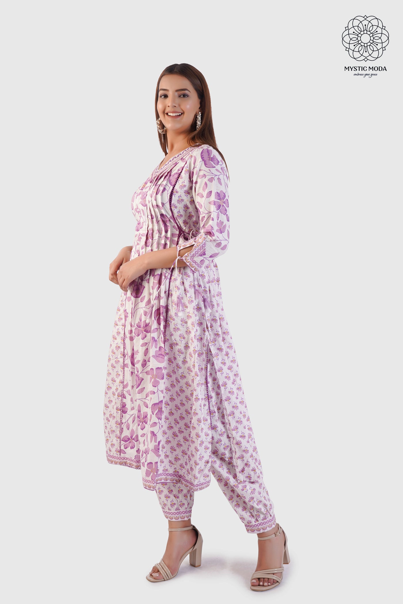 Pure Cotton Floral Print Kurta Pant Dupatta Set