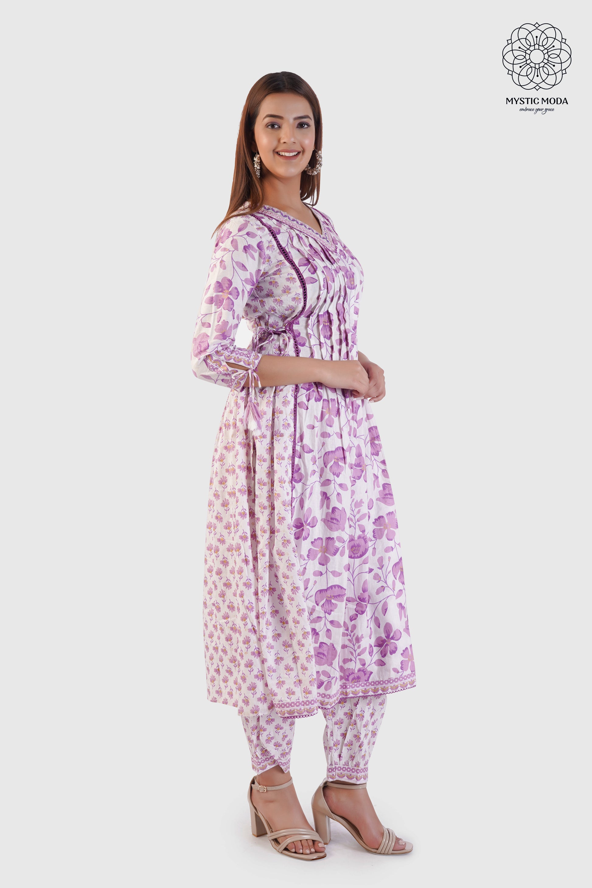 Pure Cotton Floral Print Kurta Pant Dupatta Set